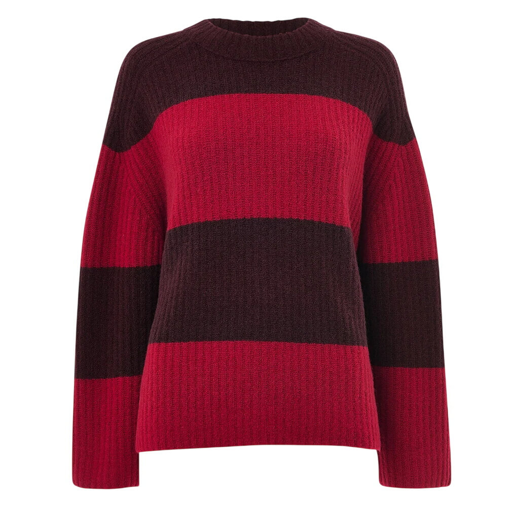 Whistles Red Wool Mix Wide Stripe Knit